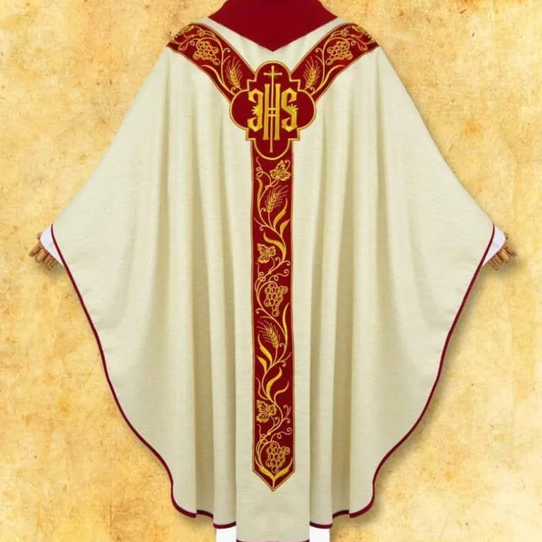 Articles Religieux JP Chasuble avec ceinture brodée motif Alfa Omega^ Pâques | Pâques