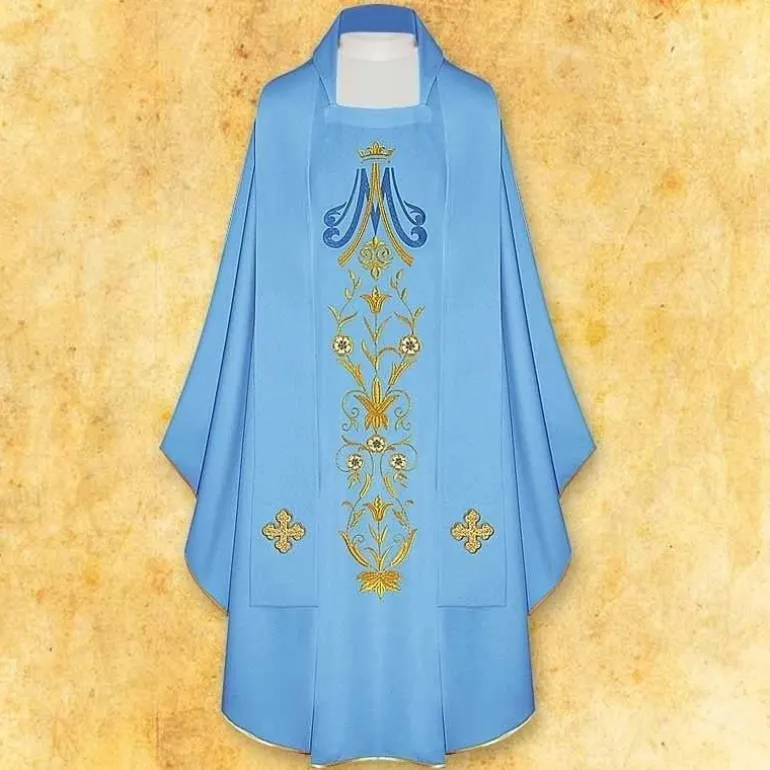 Articles Religieux JP Chasuble Blue pour messe^ Mariale