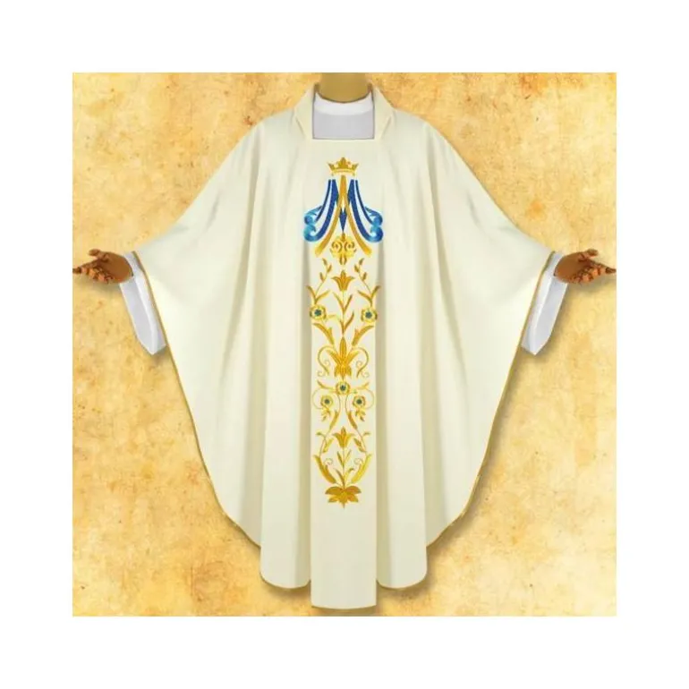 Articles Religieux JP Chasuble Blue pour messe^ Mariale