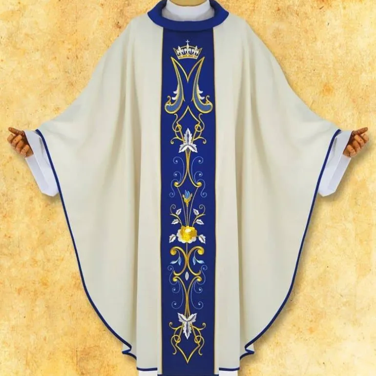 Articles Religieux JP chasuble brodée avec motif Mariale^ Mariale