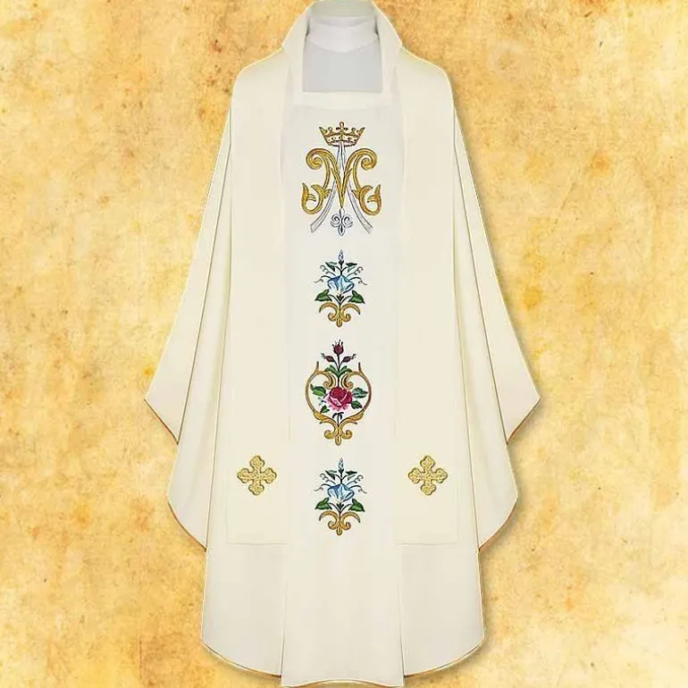 Articles Religieux JP Chasuble catholique avec motif Santa Madonna^ Mariale