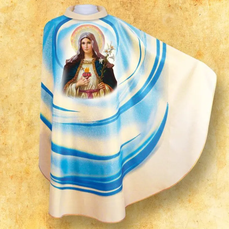 Articles Religieux JP Chasuble Le cœur Immaculé avec Lys^ Mariale