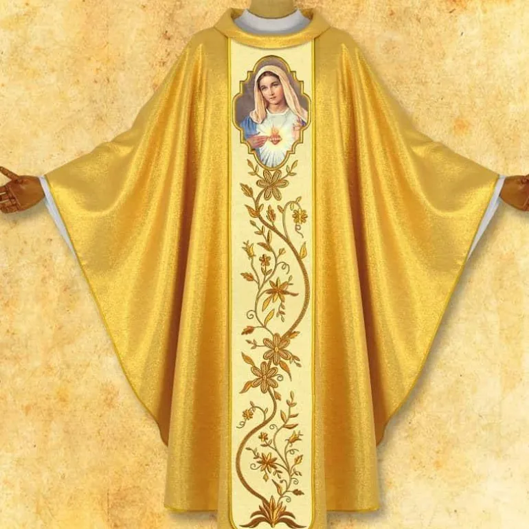 Articles Religieux JP Chasuble Le Cœur Immacule de Marie^ Mariale