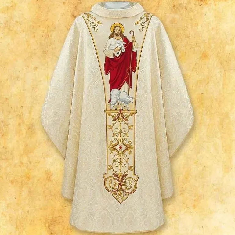 Articles Religieux JP chasuble liturgique avec jesus ressuscite^ Pâques