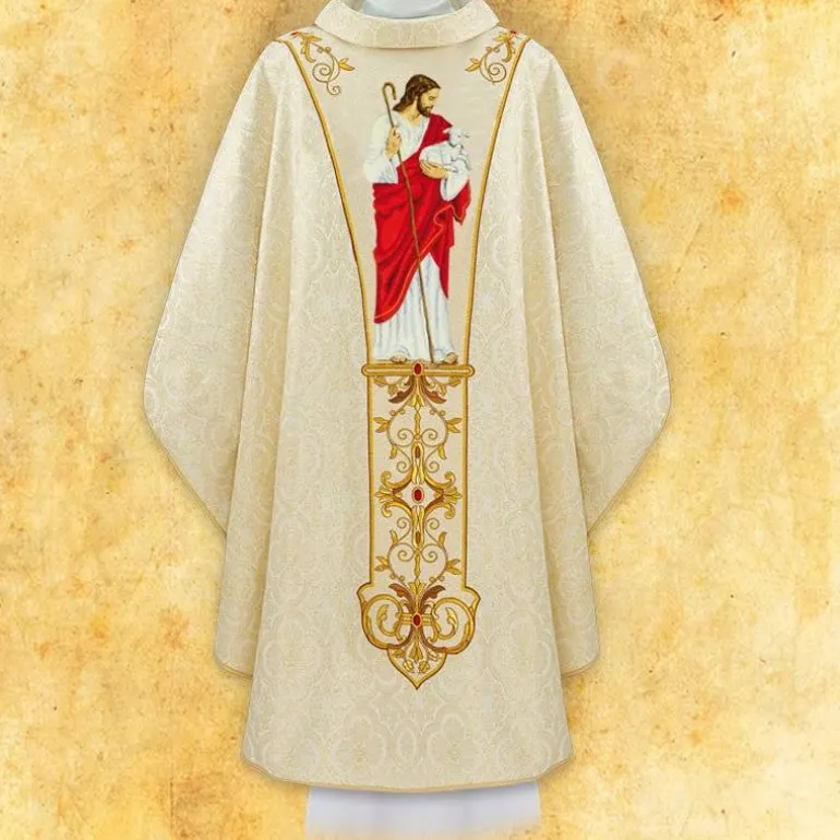 Articles Religieux JP chasuble liturgique avec jesus ressuscite^ Pâques