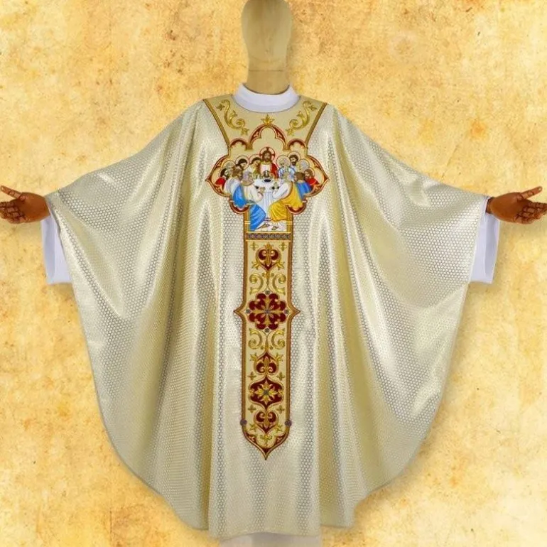 Articles Religieux JP Chasuble liturgique avec motif la cène^ Pâques | Exclusive