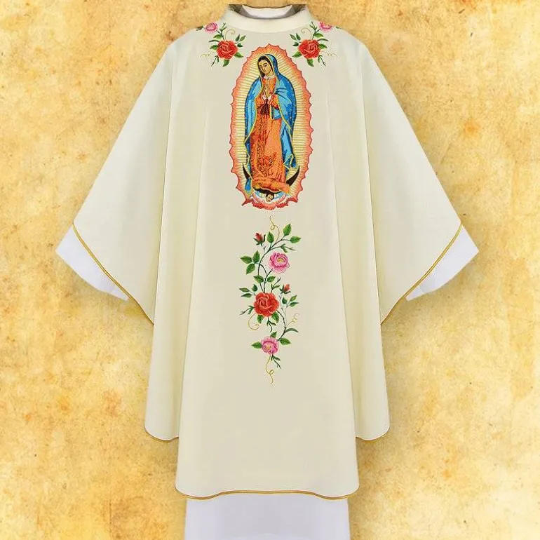 Articles Religieux JP chasuble liturgique avec motif ND Guadelupe^ Mariale