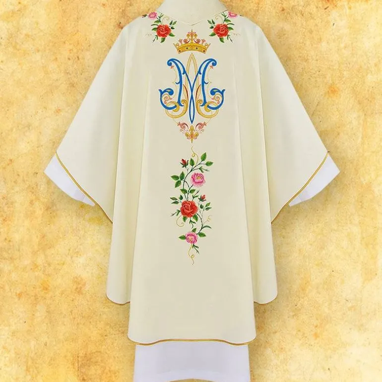 Articles Religieux JP chasuble liturgique avec motif ND Guadelupe^ Mariale