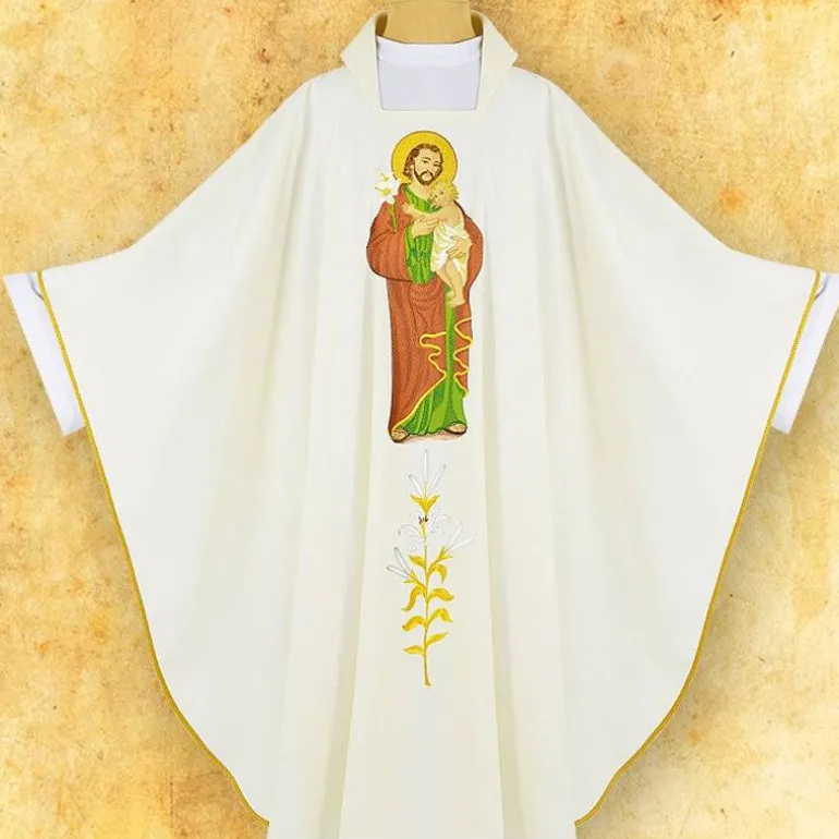 Articles Religieux JP chasuble liturgique avec motif saint joseph^ Visages De Saints