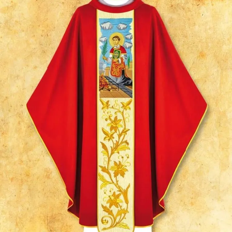 Articles Religieux JP Chasuble liturgique avec visage saint Laurent^ Visages De Saints
