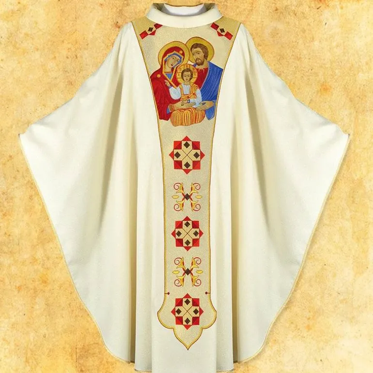 Articles Religieux JP Chasuble liturgique brodée^ Mariale