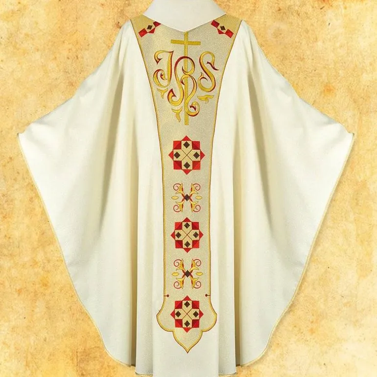 Articles Religieux JP Chasuble liturgique brodée^ Mariale