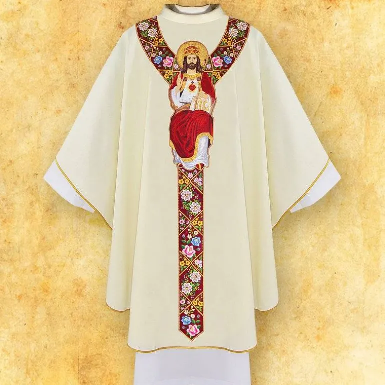 Articles Religieux JP Chasuble liturgique brodée avec motif Jesus Christ^ Exclusive