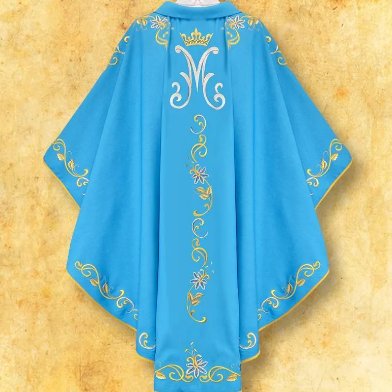 Articles Religieux JP Chasuble liturgique mariale brodée^ Mariale