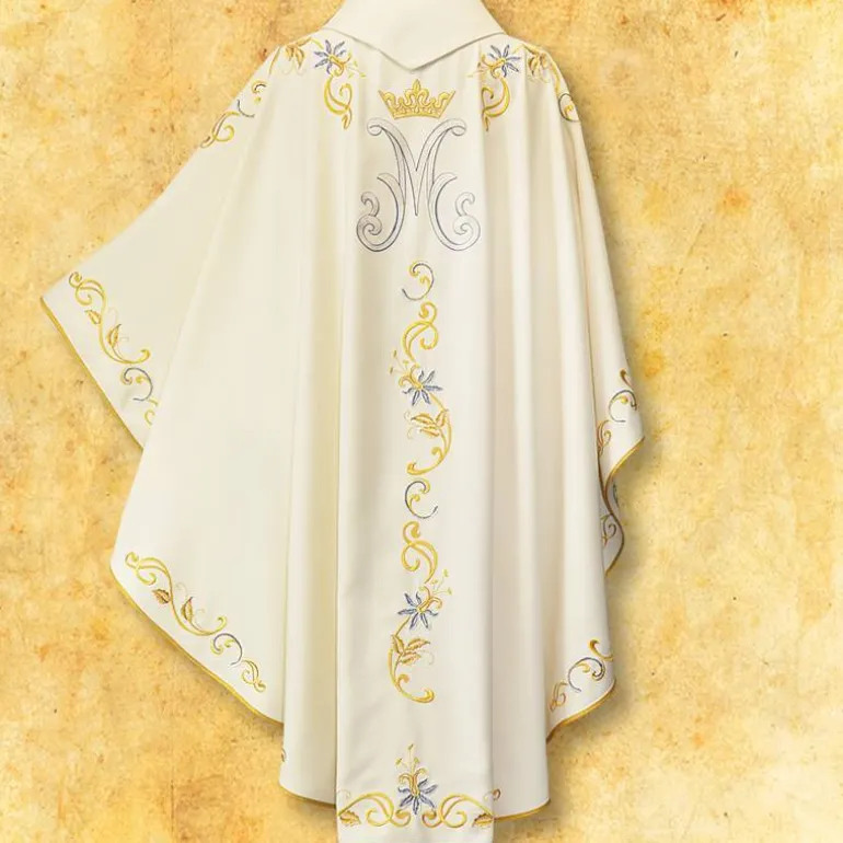 Articles Religieux JP Chasuble liturgique mariale brodée^ Mariale