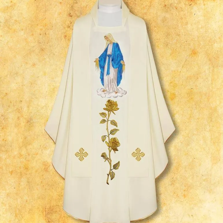 Articles Religieux JP Chasuble liturgique Marie Chapelet^ Mariale