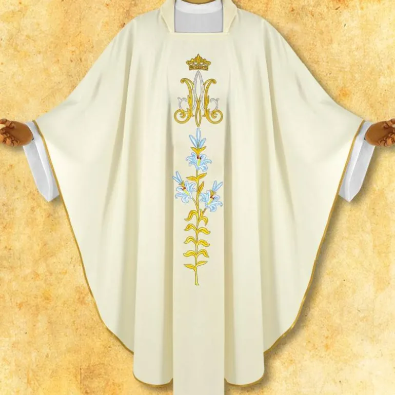 Articles Religieux JP Chasuble liturgique motif Mariale^ Mariale