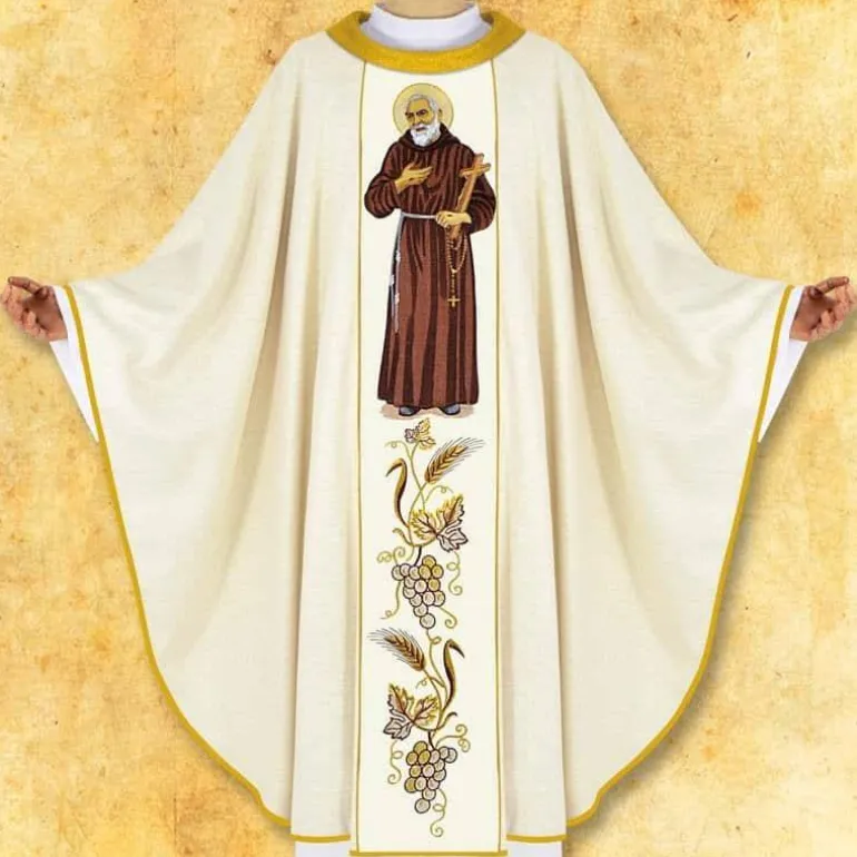 Articles Religieux JP Chasuble liturgique Padre Pio^ Visages De Saints