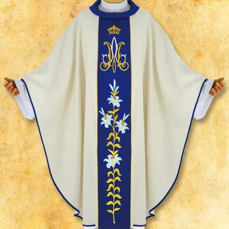 Articles Religieux JP chasuble liturgique pour messe avec motif Mariale^ Mariale
