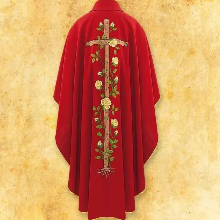 Articles Religieux JP Chasuble liturgique rouge pour Pâques^ Pâques | Carème