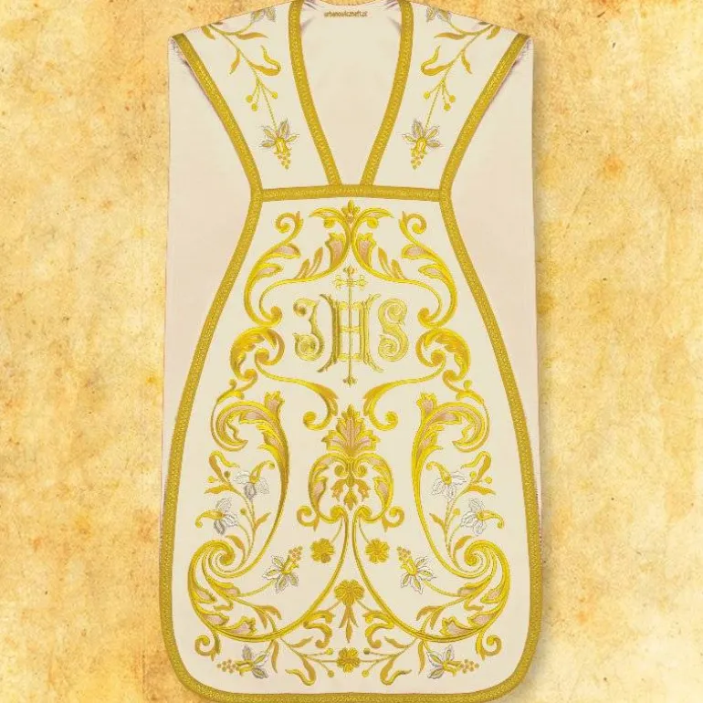 Articles Religieux JP Chasuble liturgique rouge romaine^ Chasubles Romaine