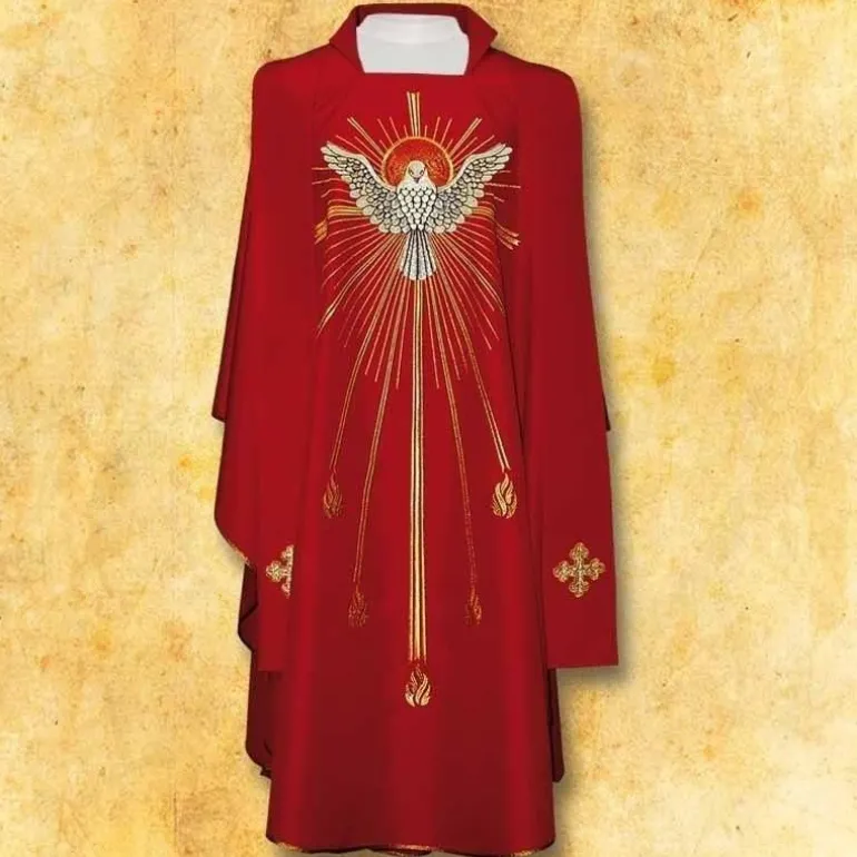 Articles Religieux JP Chasuble liturgique rouge saint esprit^ Saint Esprit