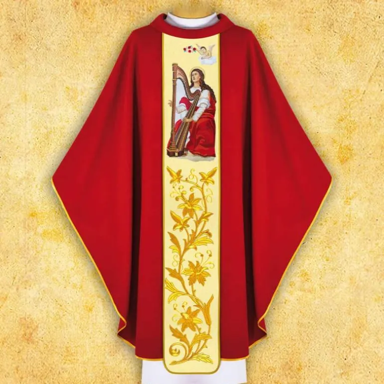 Articles Religieux JP chasuble liturgique Sainte Cecile^ Visages De Saints