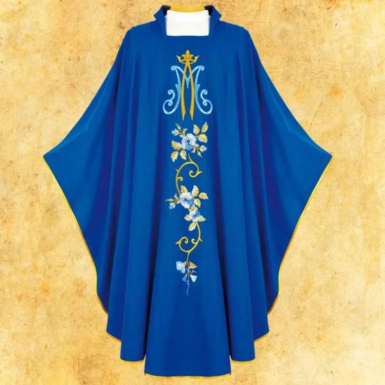 Articles Religieux JP chasuble mariale blue^ Mariale