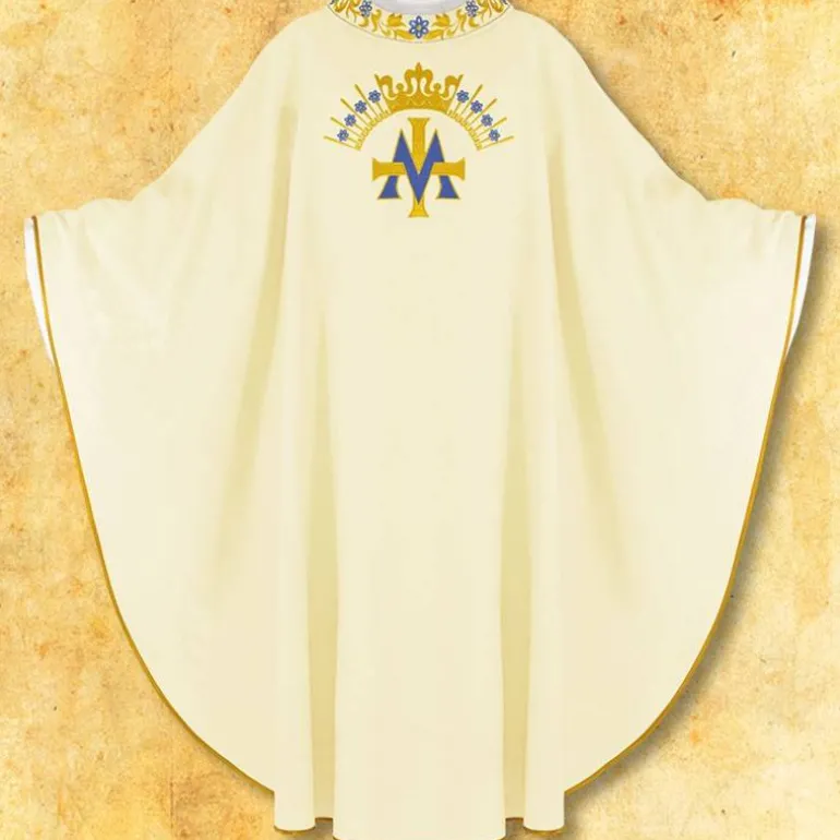 Articles Religieux JP chasuble Mariale brodée^ Mariale