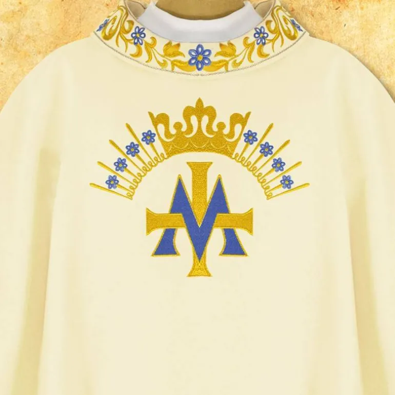 Articles Religieux JP chasuble Mariale brodée^ Mariale