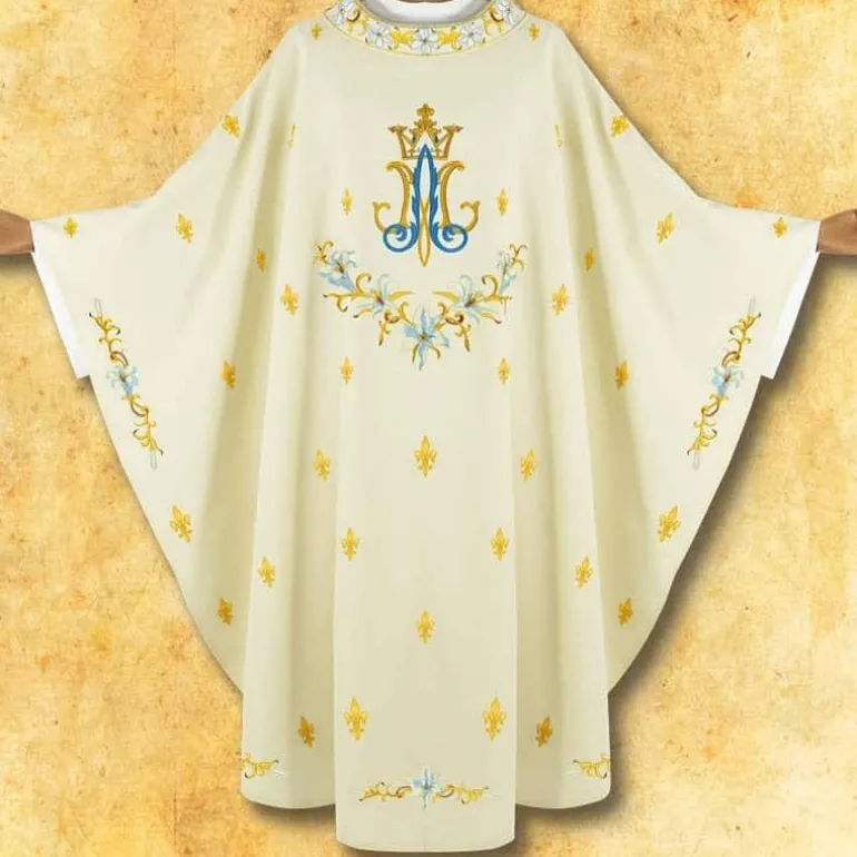 Articles Religieux JP Chasuble Mariale brodée avec motif Lilium^ Mariale | Exclusive
