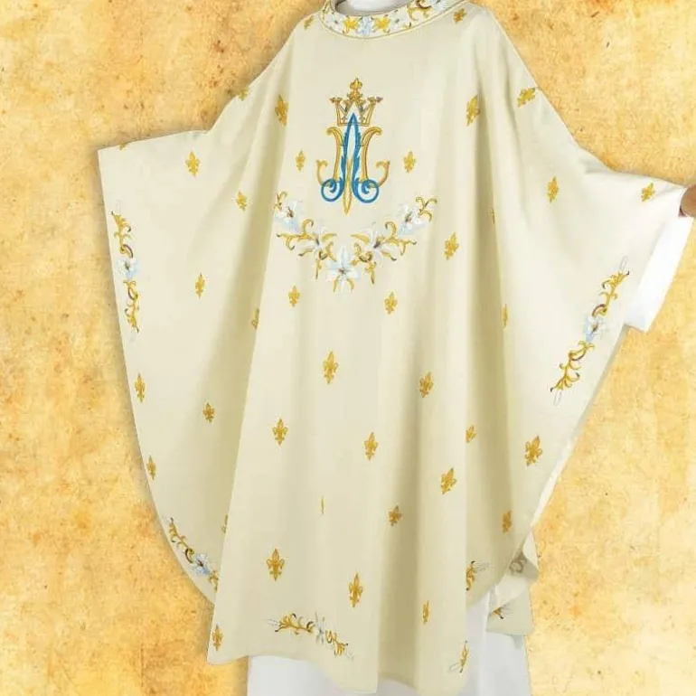 Articles Religieux JP Chasuble Mariale brodée avec motif Lilium^ Mariale | Exclusive