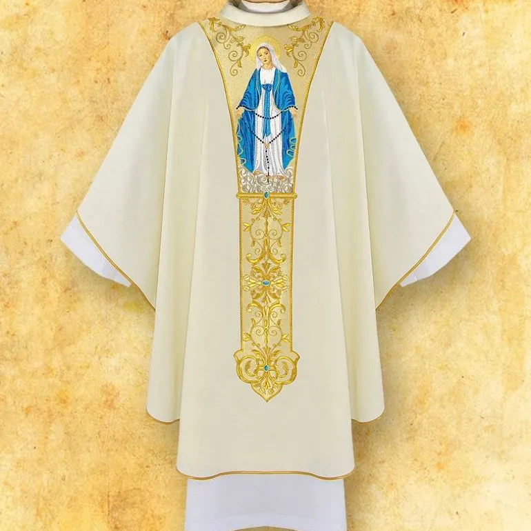 Articles Religieux JP chasuble Mariale Madonna del Rosario^ Mariale