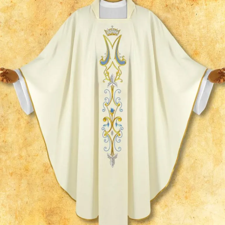 Articles Religieux JP Chasuble Mariale pour messe ocasionelle^ Mariale