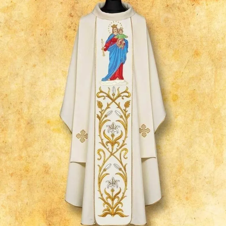 Articles Religieux JP Chasuble Marie Reine du Monde^ Mariale