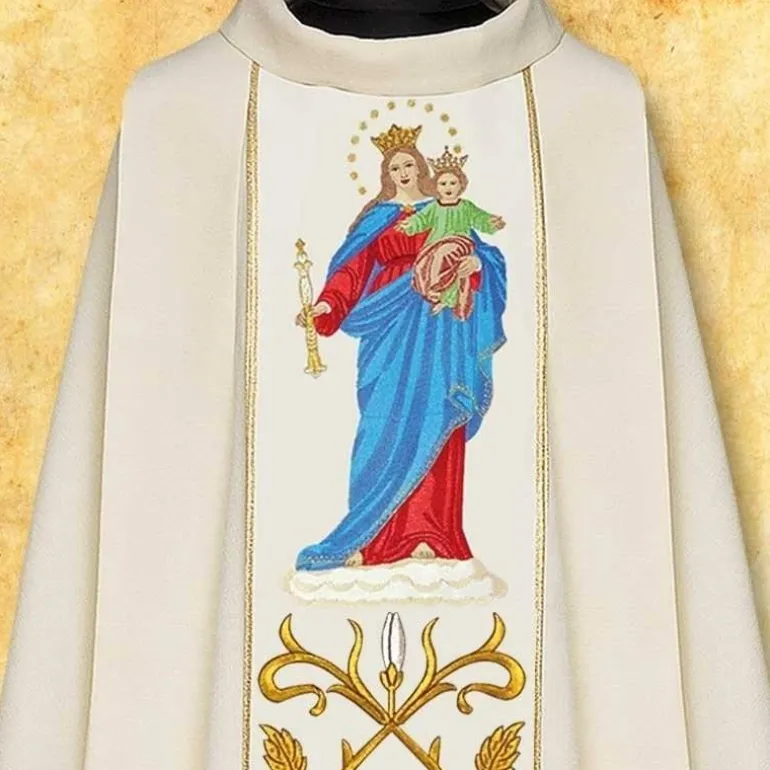 Articles Religieux JP Chasuble Marie Reine du Monde^ Mariale