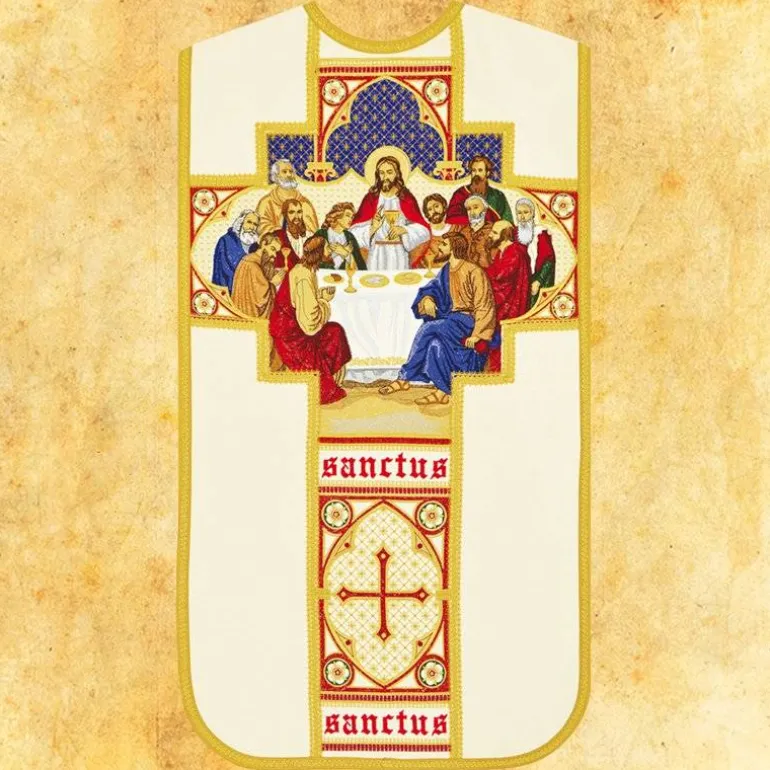 Articles Religieux JP chasuble modelé romaine avec motif la Cène^ Chasubles Romaine | Pâques
