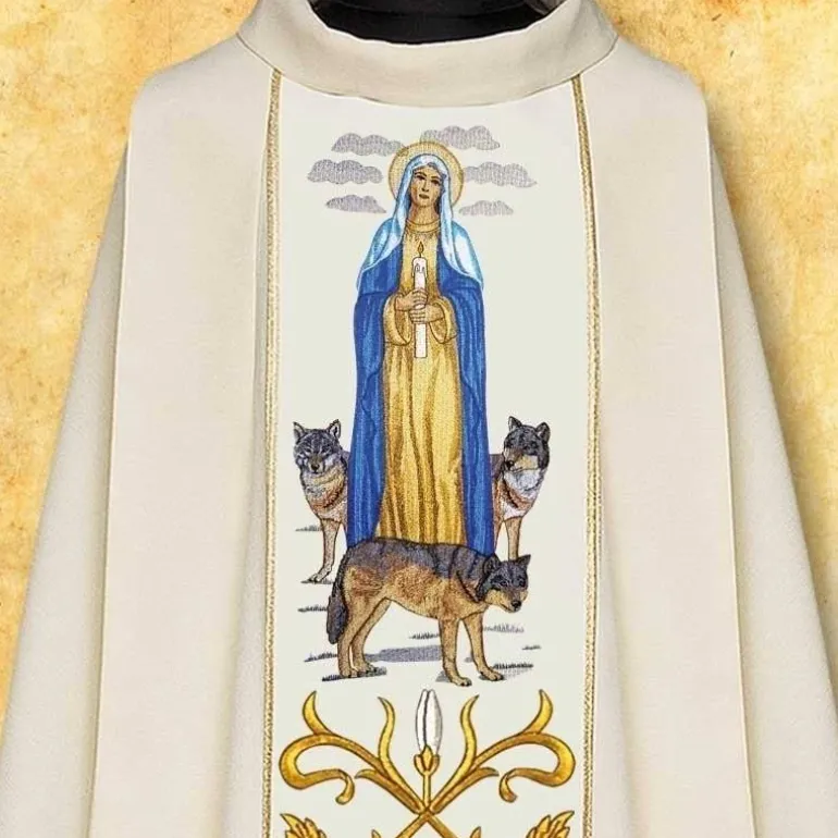 Articles Religieux JP Chasuble Notre Dame de la Chandeleur^ Mariale