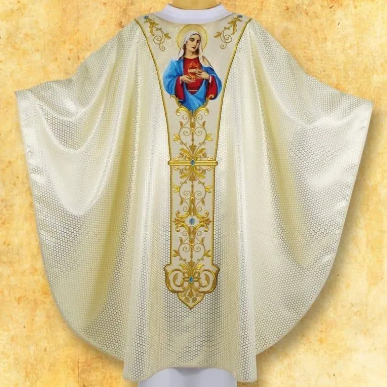 Articles Religieux JP Chasuble Notre Dame du Sacré-Cœur de Marie^ Mariale | Visages De Saints