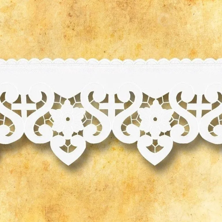 Articles Religieux JP dentelle brodée richelieu blanc pour église^ Dentelles Brodees