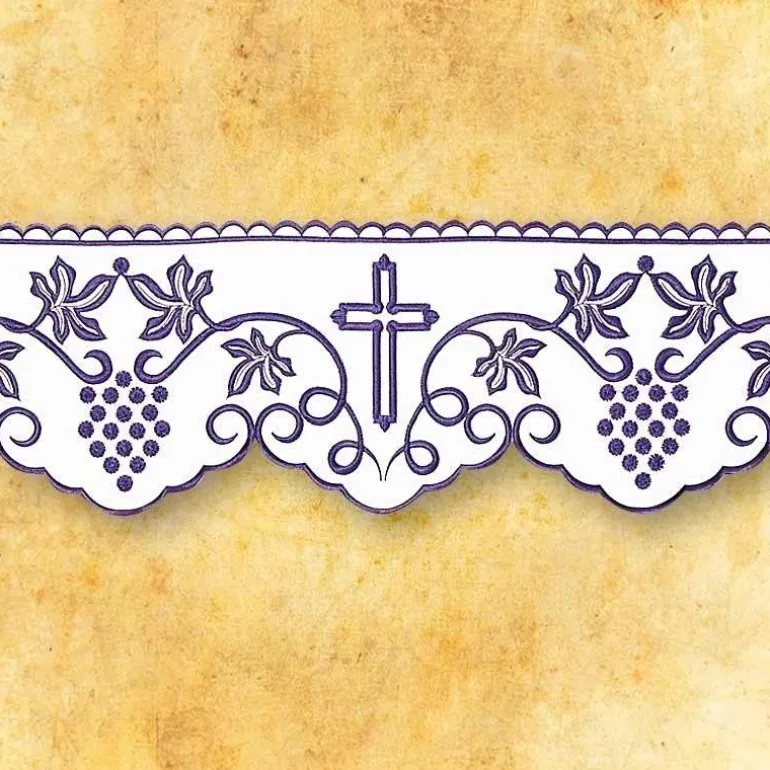 Articles Religieux JP dentelle brodée violet^ Dentelles Brodees