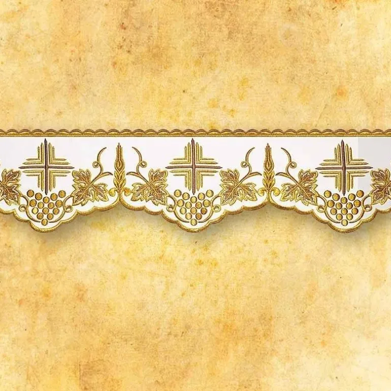 Articles Religieux JP Dentelle-brodéé-Or-marron^ Dentelles Brodees