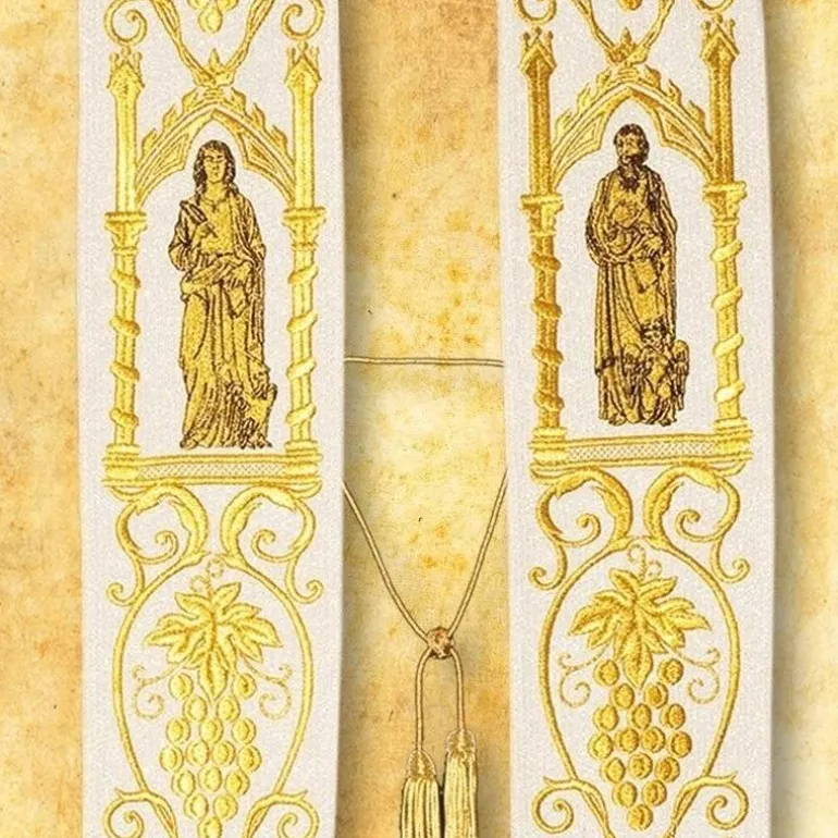 Articles Religieux JP Etole brodée avec motif 4 Evangélistes^ Visages De Saints