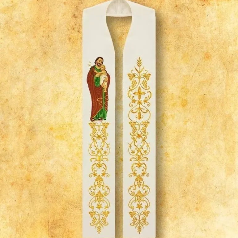 Articles Religieux JP Etole brodée avec motif Saint Joseph^ Visages De Saints