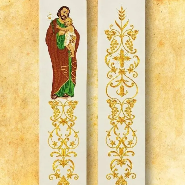 Articles Religieux JP Etole brodée avec motif Saint Joseph^ Visages De Saints