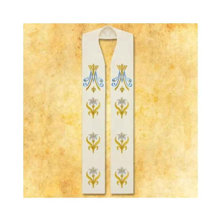 Articles Religieux JP Etole liturgique pour Prêtre motif Mariale^ Mariale