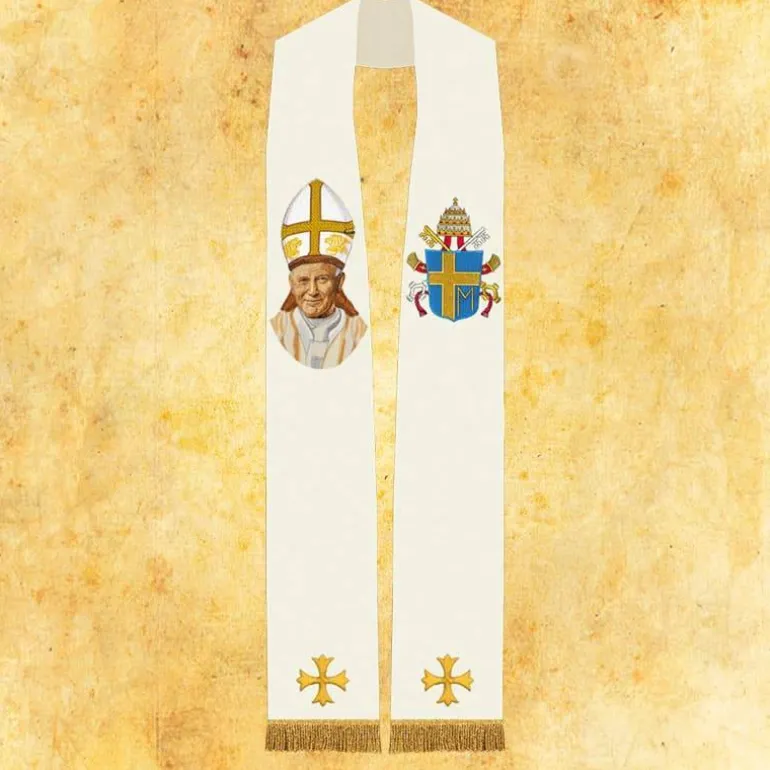 Articles Religieux JP etole lturgique pour cure motif Jean Paul II^ Visages De Saints