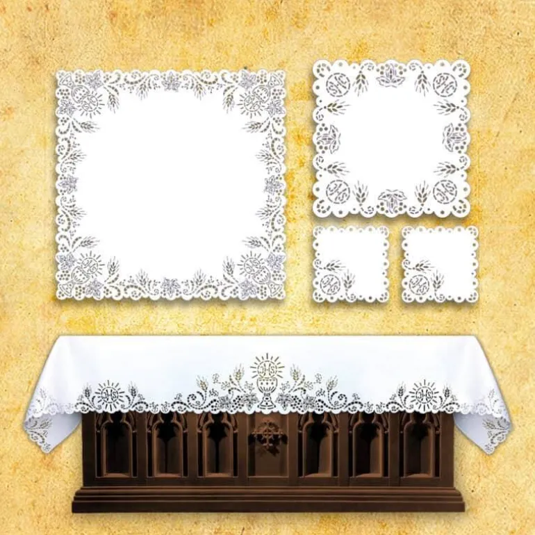 Articles Religieux JP Nappe avec broderie Richelieu gravée au laser - complet^ Broderie Devant