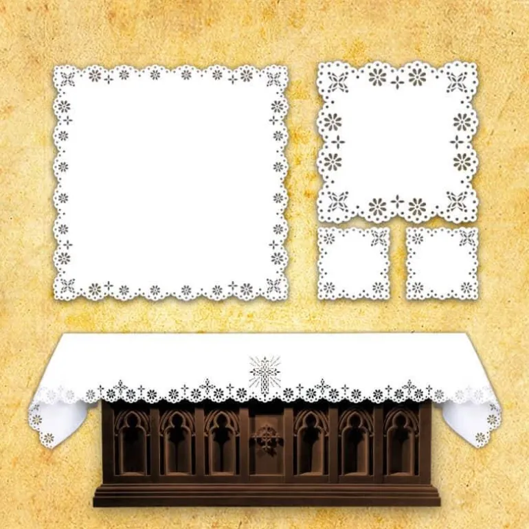 Articles Religieux JP Nappe avec broderie Richelieu gravée au laser - complet^ Broderie Devant