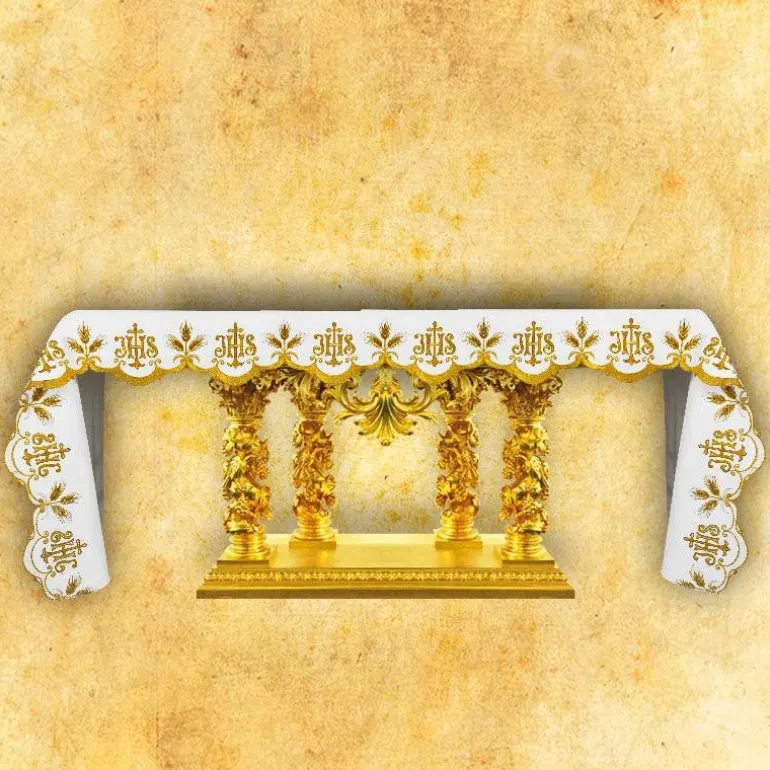Articles Religieux JP nappe brodée d'autel pour église^ Vendu Par Metre